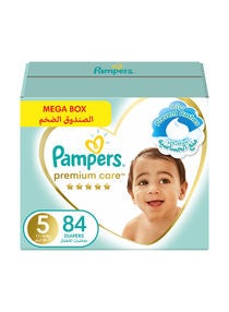 Premium Care Diapers, Size 5, 11-16 Kg, The Softest Diaper And The Best Skin Protection, 84 Baby Diapers 