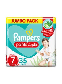 Baby-Dry Pants With Aloe Vera Lotion, Stretchy Sides, And Leakage Protection, Size 7, +17 kg, 35 Pants 