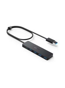 4-Port USB 3.0 Hub, Ultra-Slim Data USB Hub with 2 ft Extended Cable for MacBook, Mac Pro, Mac mini, iMac, Surface Pro, XPS, PC, Flash Drive, Mobile HDD Black 