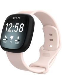 Fitbit Versa 3 Band / Fitbit Sense Band Soft Silicone Replacement Strap Watch Band Sport Wristband Pink Sand 