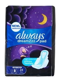 Maxi Thick Night Sanitary Pads With Wings, 24 Counts 