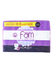 Folded Sanitary Pad With Wings Night White 48 Pieces 
