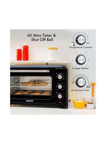 Electric Oven Convection and Rotisserie Function Perfect for Grilling Toasting and Roasting 3 Knobs and 60 Minute Timer with Bell 42 L 2000 W GO4450 Black 