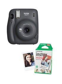 Instax Mini 11 Instant Film Camera With Pack Of 10 Film Charcoal Gray 