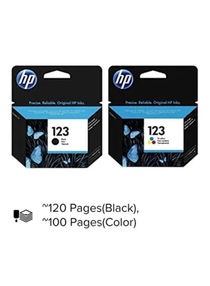 Pack of 2 HP 123 Original Ink Cartridge Set Black & Tri Colour 
