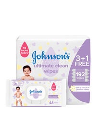 Baby Wipes-Ultimate Clean, 3+1 Packs of 48 Wipes, 192 Total Count 