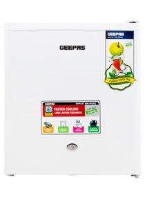 Defrost Mini Fridge 60L Door Lock and Key Low Noise Design Compact Powerful Compressor Energy Saving Fast Freezing Adjustable Thermostat GRF654WPEN White 