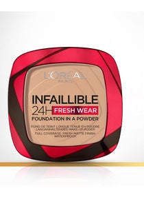 Infaillible 24H Fresh Wear Foundation In A Powder - Waterproof, Full Matte Coverage Transferproof Makeup 120 Vanilla 