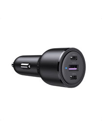 69W Fast Car Charger 3 Ports USB Car Mobile Phone Fast Charging Adapter with PD 65W USB C Port & QC 3.0 for iPhone 14/14 Plus/14 Pro/14 Pro Max/iPhone 13 series iPad Pro iPad mini MacBook Black 