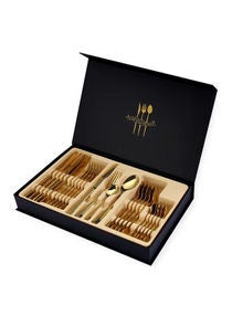 24-Piece Western Style Eco-Friendly Dishwasher Safe Stainless Steel Cutlery Set Gold 
