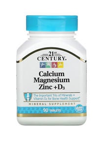 Calcium Magnesium Zinc + D3 Mineral Supplement - 90 Tablets 