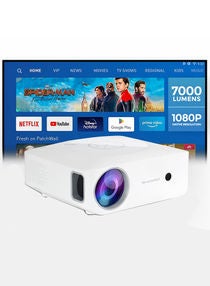 Android 9.0 Tv Led Projector 7000 Lumens/Screen Size Upto 300 Inchnative Res 1080P Full Hd Download Apps Bluetooth Wifi 4K Home Theater Gaming Video PROJ-WO-73-AN White 