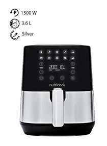 Air Fryer 2 Led One Touch Screen With 10 Presets Preheat Celsius To Fahrenheit Conversion Auto Shut Off And Shake Reminder 3.6 L 1500 W AF204 Stainless Steel 