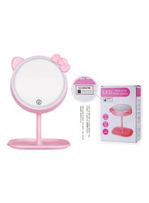 Rechargeable LED Light Makeup Mirror Table Lamp Pink 