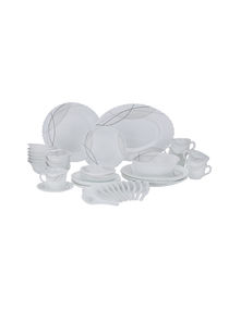 50 Pcs Opalware Dinner Set, RF10201 | Assorted Design | Lightweight, Beautiful Design Opal Dishes Sets Service for 6 White 
