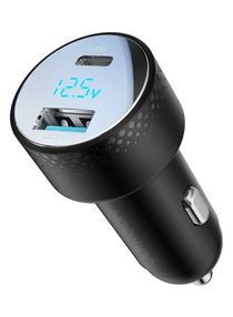 Adapter 53W Super Fast Charging Type C Usb Car Charger Pd35W Qc3.0 And Pps25W Led Voltage Display For Iphone 14 13 12 Pro Max Samsung Galaxy S22 S21 Ipad Pro Black 
