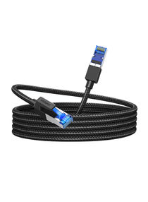 Cat8 Ethernet Cable High Speed 40Gbps 2000MHz RJ45 Network Internet Braided Shielded Cord LAN Wire Compatible with Gaming Switch PC PS5 PS4 Xbox Modem Router WiFi Extender Patch Panel -3M Black 