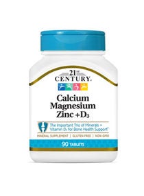 Calcium Magnesium Zinc + D3 Mineral Supplement - 90 Tablets 